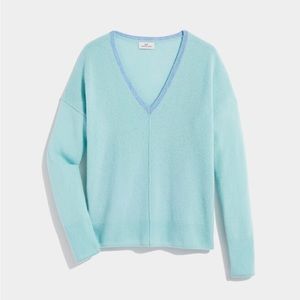 Seaspun Cashmere Pop V-Neck Sweater crystal blue